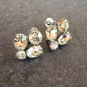 Vintage Rhinestone Cluster Earrings